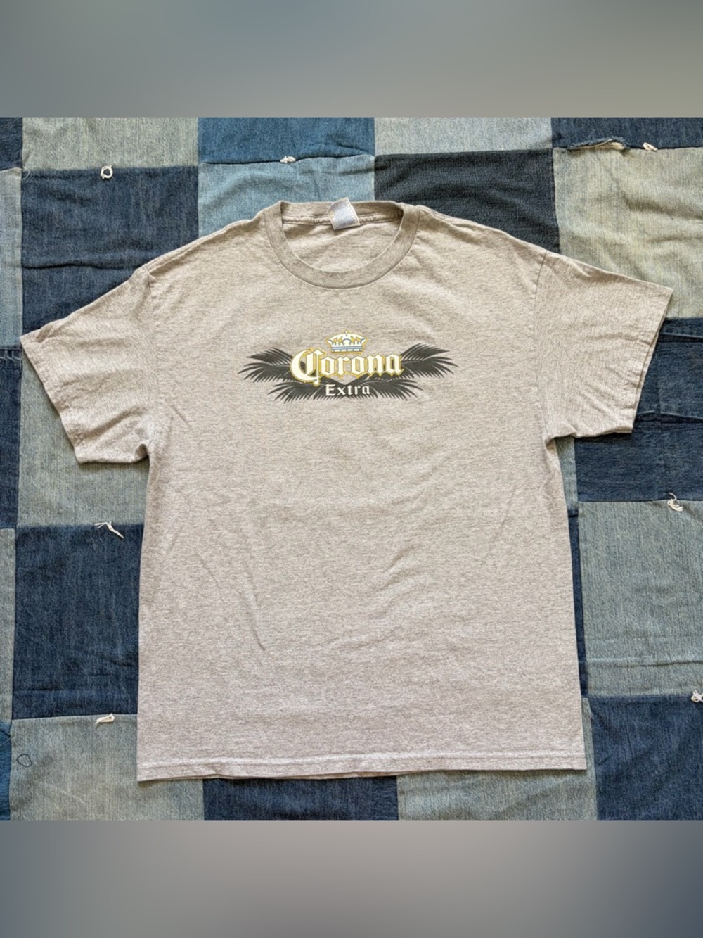 VTG Y2K Corona Extra Beer Grey T Shirt Front & Back Graphics Size L